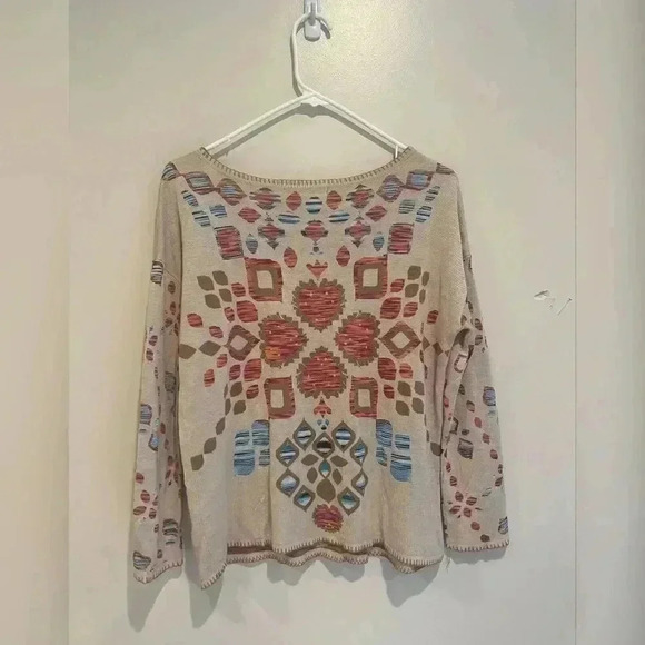 Gypsy 05 Global Village Girisha Intarsia Boho Pullover Sweater - Picture 1 of 5